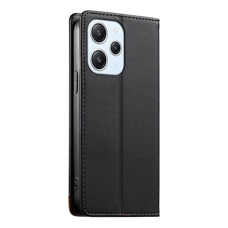 For Redmi 12 / Note 12R / Poco M6 Pro 5G Dierfeng Splicing Strong Magnetic RFID Vegan Leather Phone Case