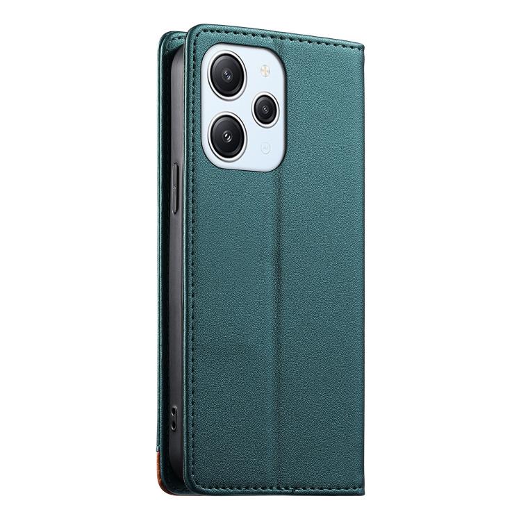 For Redmi 12 / Note 12R / Poco M6 Pro 5G Dierfeng Splicing Strong Magnetic RFID Vegan Leather Phone Case