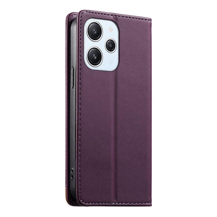 For Redmi 12 / Note 12R / Poco M6 Pro 5G Dierfeng Splicing Strong Magnetic RFID Vegan Leather Phone Case