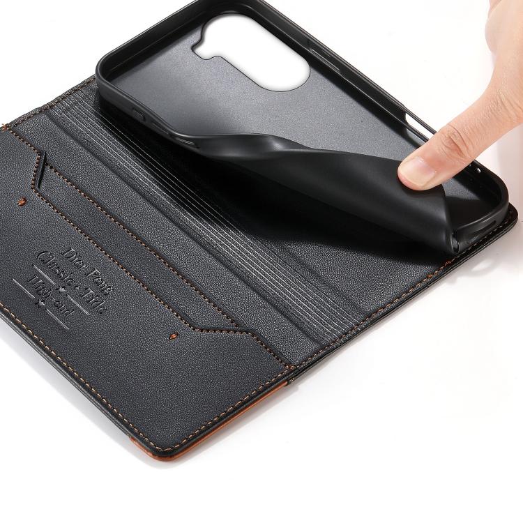 For Redmi A7 Pro 4G / 5G 171mm / Poco C85x 5G Dierfeng Splicing Strong Magnetic RFID Vegan Leather Phone Case