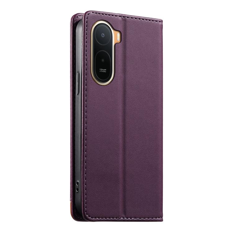 For Redmi A7 Pro 4G / 5G 171mm / Poco C85x 5G Dierfeng Splicing Strong Magnetic RFID Vegan Leather Phone Case