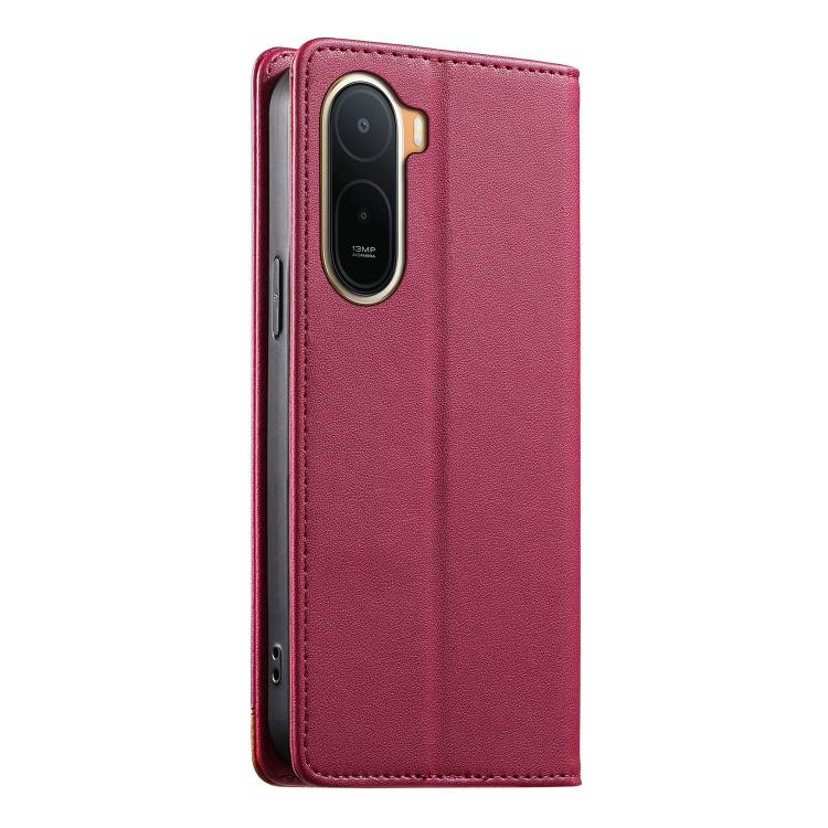 For Redmi A7 Pro 4G / 5G 171mm / Poco C85x 5G Dierfeng Splicing Strong Magnetic RFID Vegan Leather Phone Case