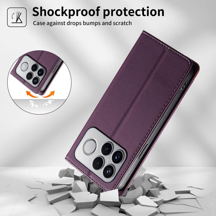 For Redmi K90 Pro Max / Poco F8 Ultra 5G Dierfeng Splicing Strong Magnetic RFID Vegan Leather Phone Case