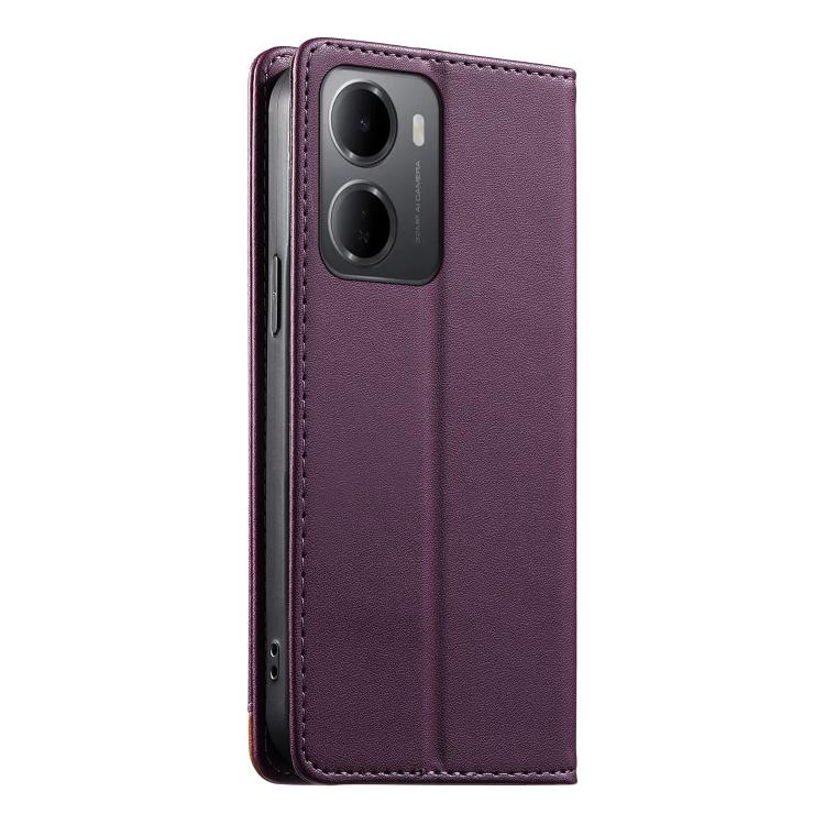 For Redmi 15a 5G Dierfeng Splicing Strong Magnetic RFID Vegan Leather Phone Case