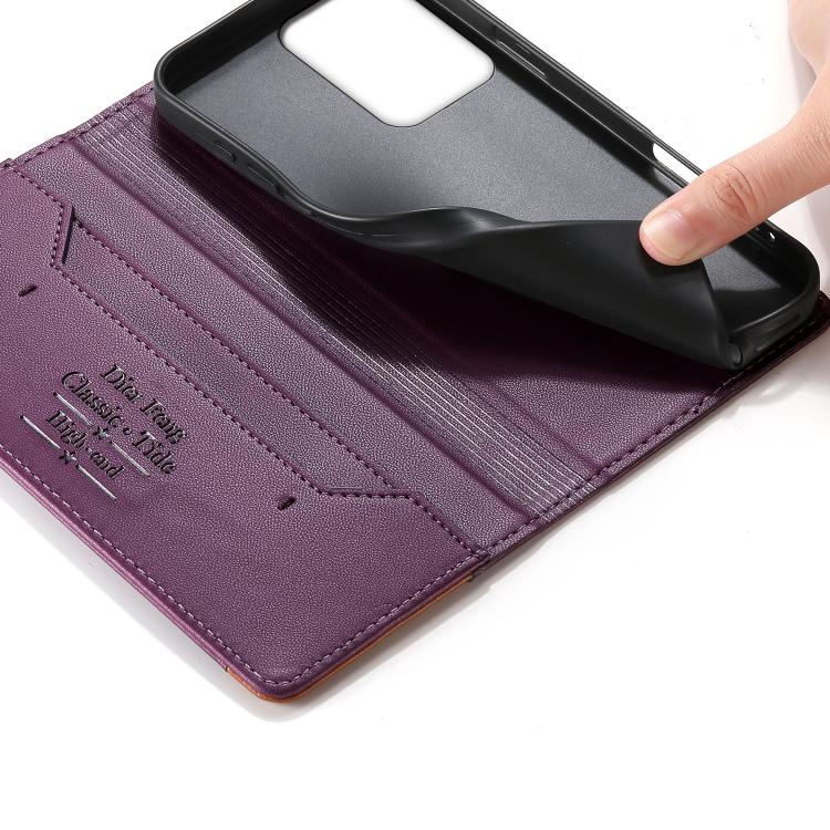 For Redmi 15a 5G Dierfeng Splicing Strong Magnetic RFID Vegan Leather Phone Case
