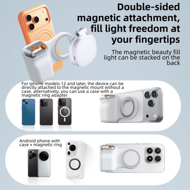Magnetic Smartphone Shooting Holder Hand Grip Handle Snap On Phone Stand, Type:With Fill Light