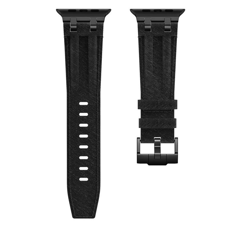 For Apple Watch 46mm / 49mm / 45mm / 44mm Denim Stitching Vegan Leather Watch Band