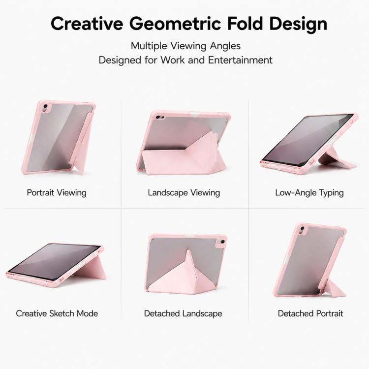 For iPad 2025 / 2022 XDcase Rice Grain Texture Y-fold Holder Smart Tablet Leather Case with Pen Slot