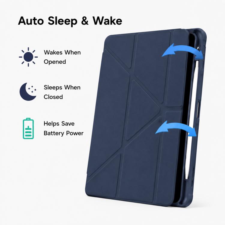 For iPad 2025 / 2022 XDcase Rice Grain Texture Y-fold Holder Smart Tablet Leather Case with Pen Slot