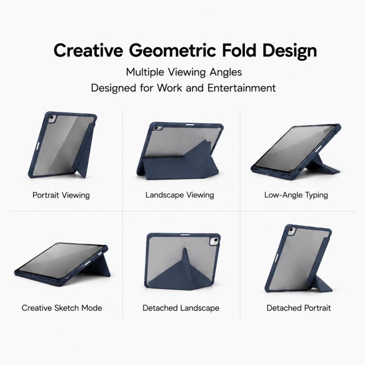 For iPad 2025 / 2022 XDcase Rice Grain Texture Y-fold Holder Smart Tablet Leather Case with Pen Slot