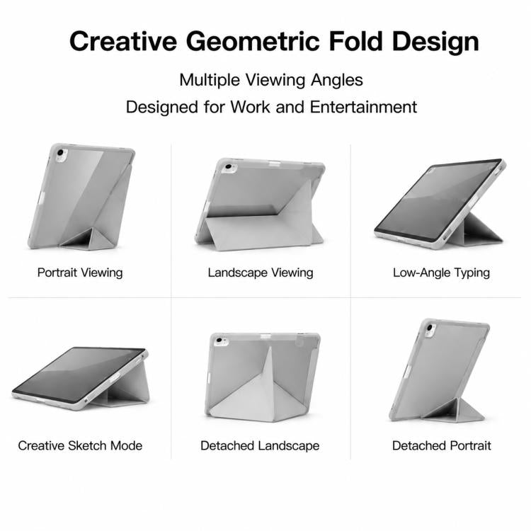 For iPad 2025 / 2022 XDcase Rice Grain Texture Y-fold Holder Smart Tablet Leather Case with Pen Slot
