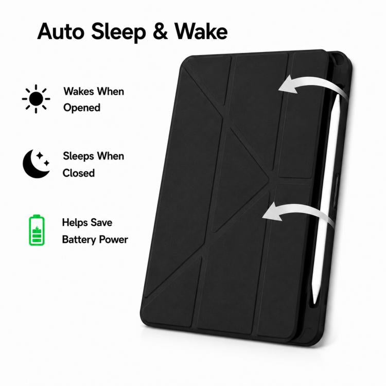 For iPad Pro 12.9 inch 2022 / 2021 / 2020 XDcase Rice Grain Texture Y-fold Holder Smart Tablet Leather Case with Pen Slot
