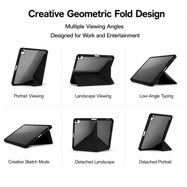 For iPad Pro 12.9 inch 2022 / 2021 / 2020 XDcase Rice Grain Texture Y-fold Holder Smart Tablet Leather Case with Pen Slot