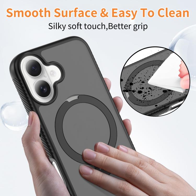 For iPhone 16 Magnetic 360 Rotating Stand Airbag Shockproof Phone Case