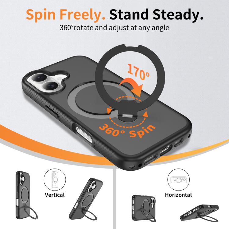 For iPhone 16 Magnetic 360 Rotating Stand Airbag Shockproof Phone Case