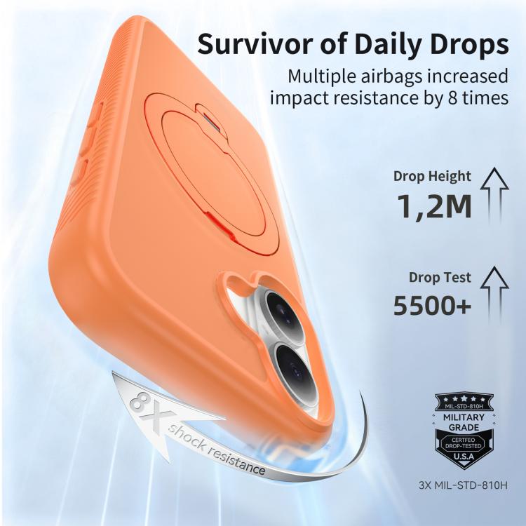 For iPhone 16 Magnetic 360 Rotating Stand Airbag Shockproof Phone Case