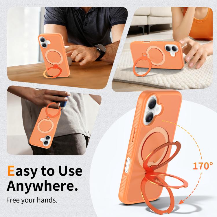 For iPhone 16 Magnetic 360 Rotating Stand Airbag Shockproof Phone Case