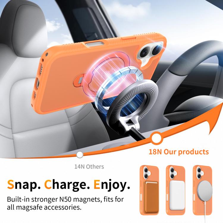 For iPhone 16 Magnetic 360 Rotating Stand Airbag Shockproof Phone Case
