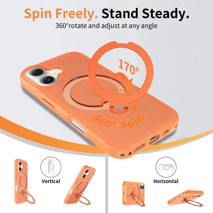For iPhone 16 Magnetic 360 Rotating Stand Airbag Shockproof Phone Case