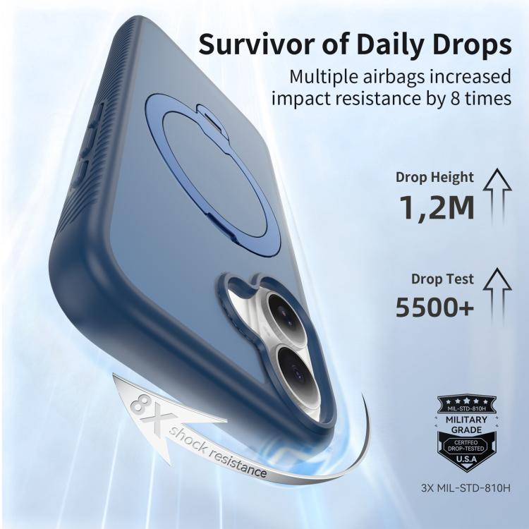 For iPhone 16 Magnetic 360 Rotating Stand Airbag Shockproof Phone Case