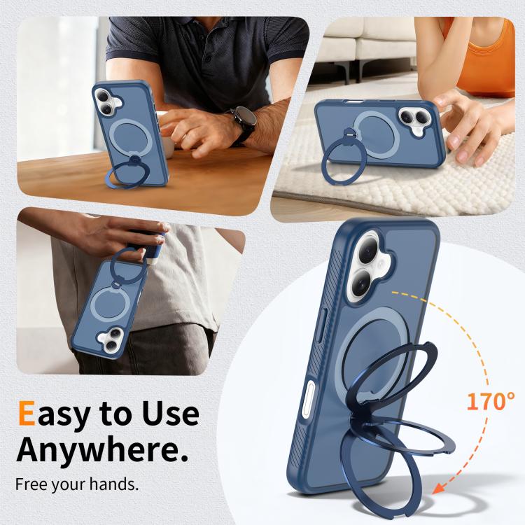 For iPhone 16 Magnetic 360 Rotating Stand Airbag Shockproof Phone Case