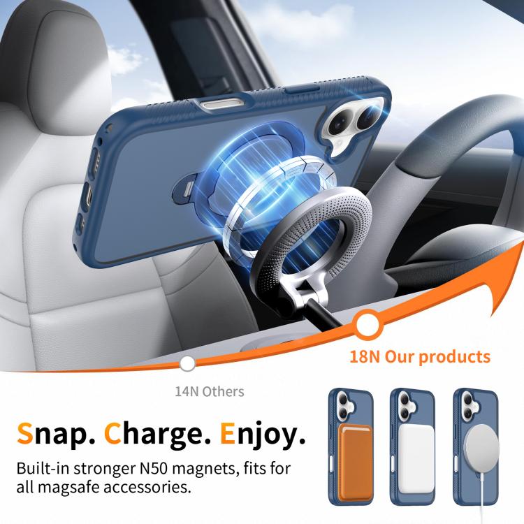 For iPhone 16 Magnetic 360 Rotating Stand Airbag Shockproof Phone Case