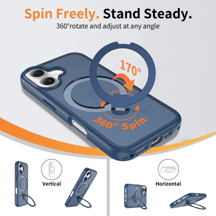 For iPhone 16 Magnetic 360 Rotating Stand Airbag Shockproof Phone Case