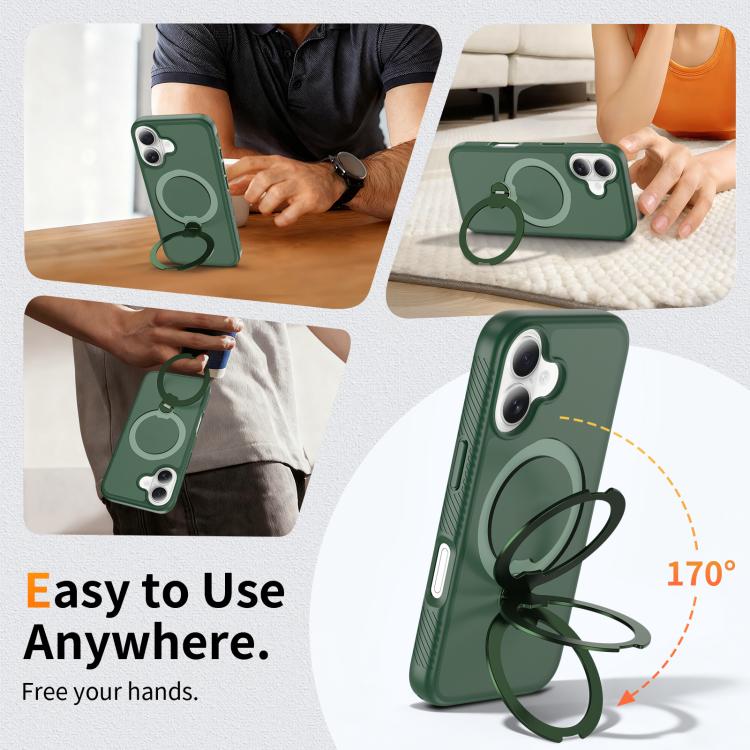 For iPhone 16 Magnetic 360 Rotating Stand Airbag Shockproof Phone Case