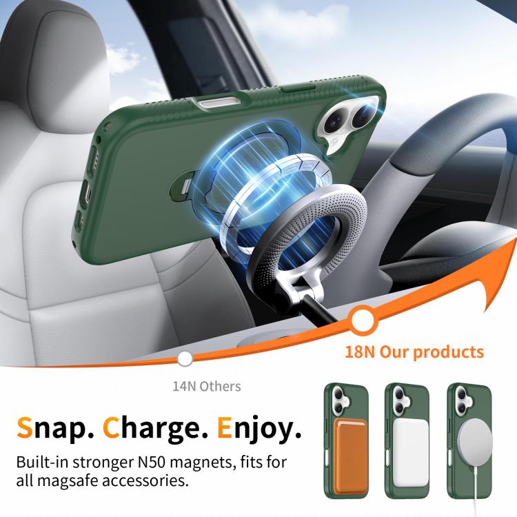 For iPhone 16 Magnetic 360 Rotating Stand Airbag Shockproof Phone Case