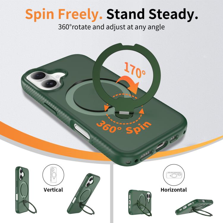 For iPhone 16 Magnetic 360 Rotating Stand Airbag Shockproof Phone Case