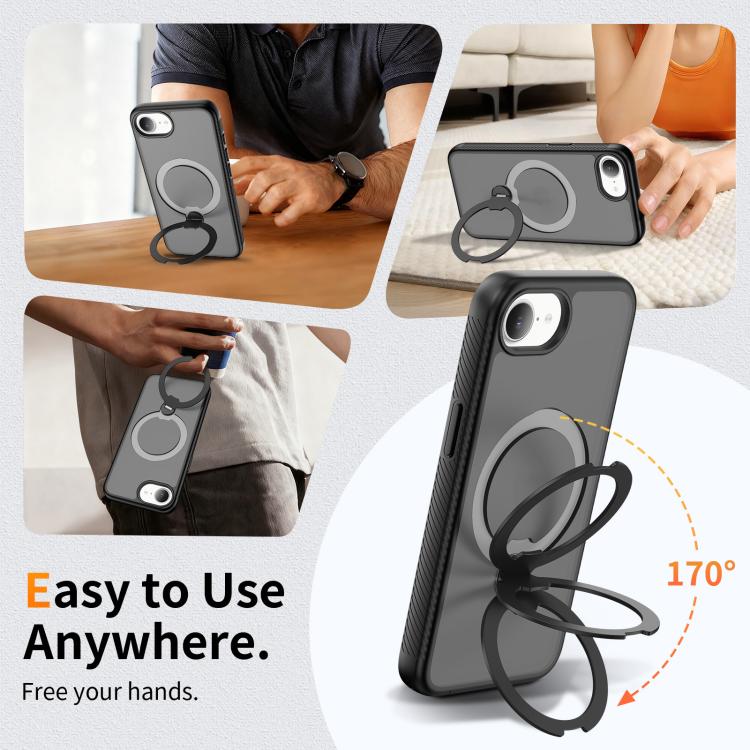 For iPhone 16e / 17e Magnetic 360 Rotating Stand Airbag Shockproof Phone Case