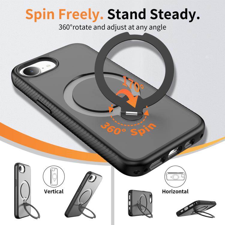 For iPhone 16e / 17e Magnetic 360 Rotating Stand Airbag Shockproof Phone Case