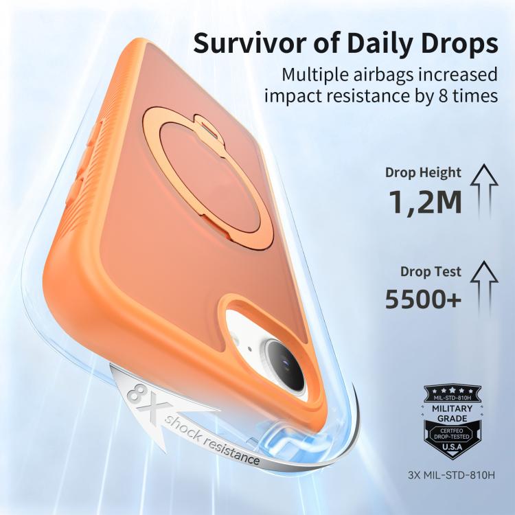 For iPhone 16e / 17e Magnetic 360 Rotating Stand Airbag Shockproof Phone Case