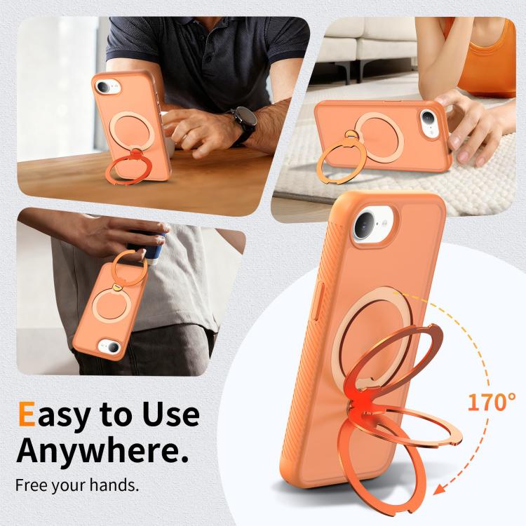 For iPhone 16e / 17e Magnetic 360 Rotating Stand Airbag Shockproof Phone Case
