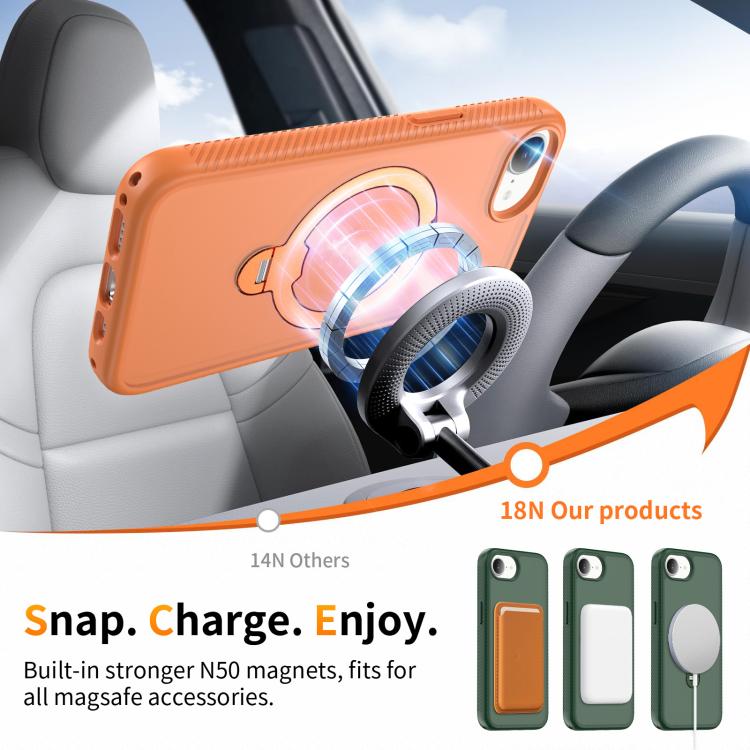 For iPhone 16e / 17e Magnetic 360 Rotating Stand Airbag Shockproof Phone Case