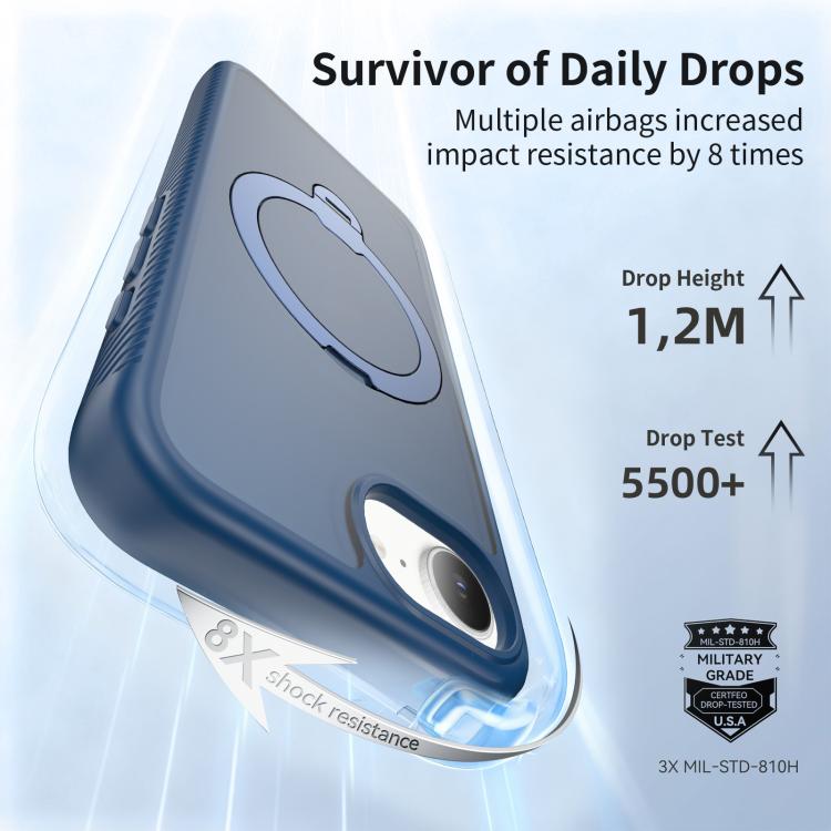 For iPhone 16e / 17e Magnetic 360 Rotating Stand Airbag Shockproof Phone Case