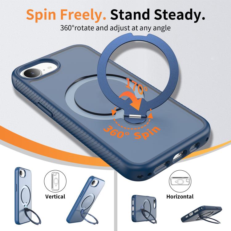 For iPhone 16e / 17e Magnetic 360 Rotating Stand Airbag Shockproof Phone Case