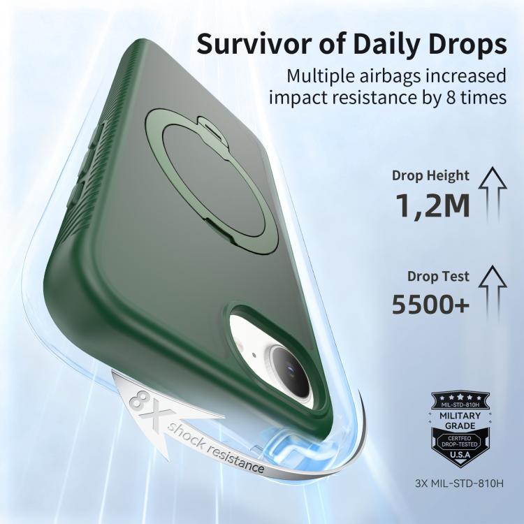 For iPhone 16e / 17e Magnetic 360 Rotating Stand Airbag Shockproof Phone Case