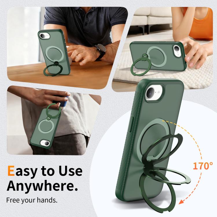 For iPhone 16e / 17e Magnetic 360 Rotating Stand Airbag Shockproof Phone Case