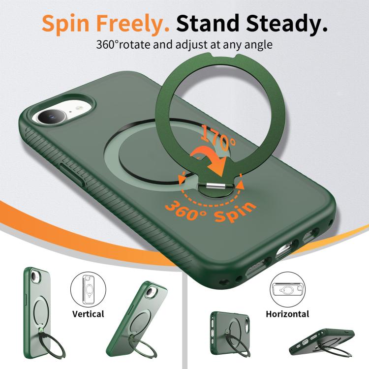 For iPhone 16e / 17e Magnetic 360 Rotating Stand Airbag Shockproof Phone Case