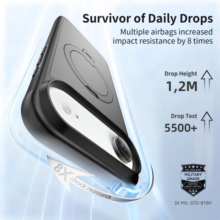 For iPhone Air Magnetic 360 Rotating Stand Airbag Shockproof Phone Case