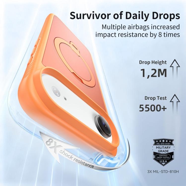 For iPhone Air Magnetic 360 Rotating Stand Airbag Shockproof Phone Case