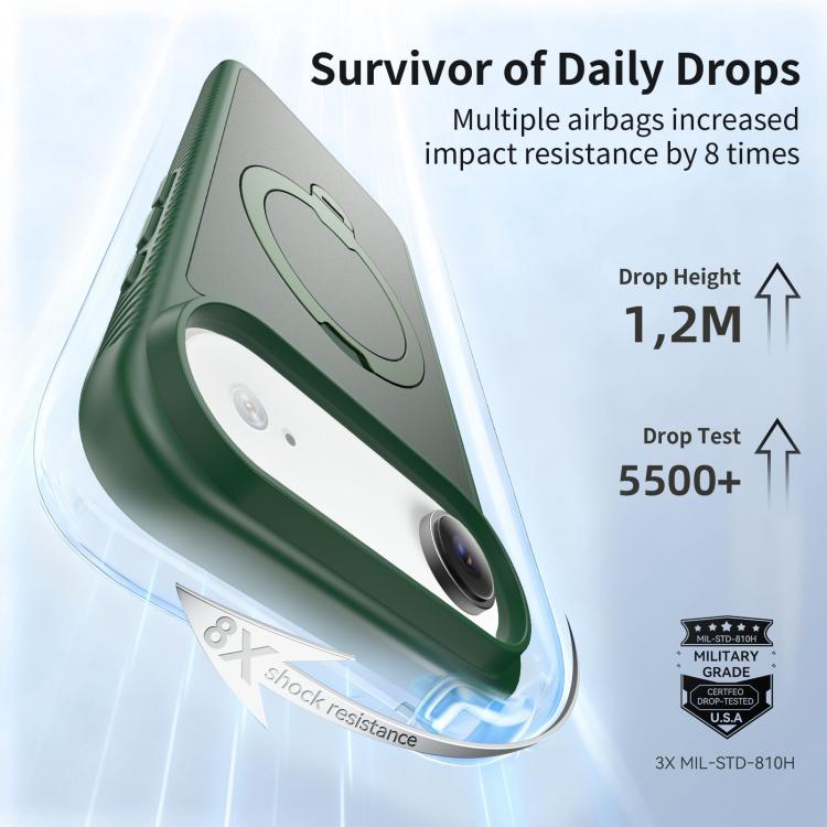For iPhone Air Magnetic 360 Rotating Stand Airbag Shockproof Phone Case