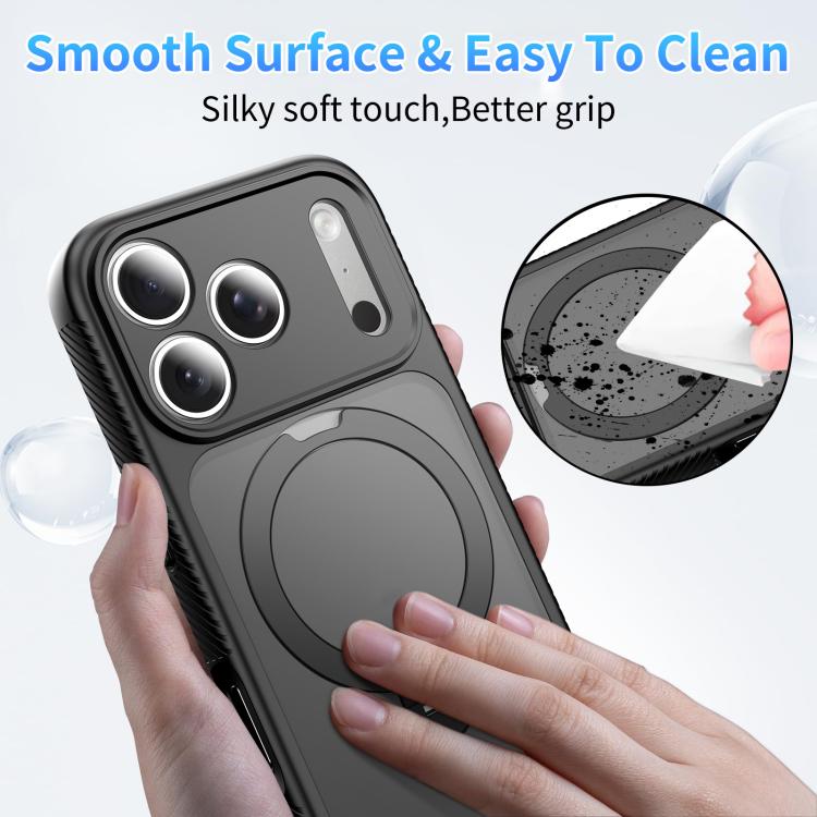For iPhone 17 Pro Magnetic 360 Rotating Stand Airbag Shockproof Phone Case