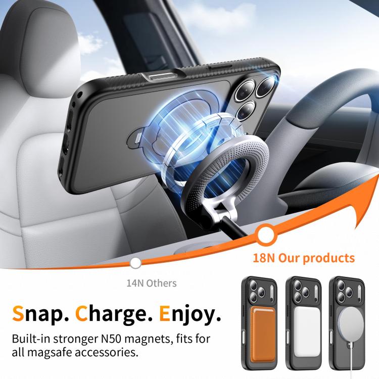 For iPhone 17 Pro Magnetic 360 Rotating Stand Airbag Shockproof Phone Case