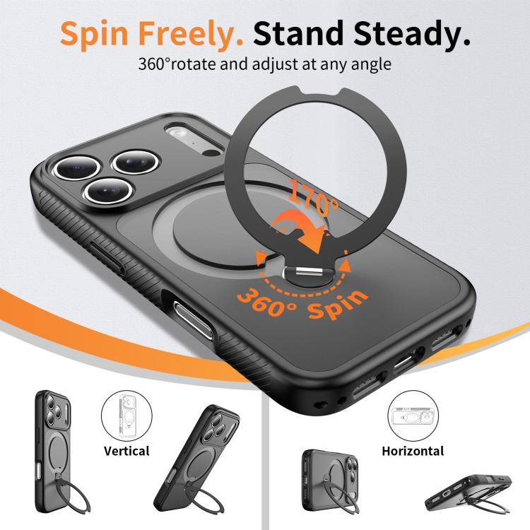 For iPhone 17 Pro Magnetic 360 Rotating Stand Airbag Shockproof Phone Case