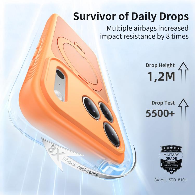For iPhone 17 Pro Magnetic 360 Rotating Stand Airbag Shockproof Phone Case