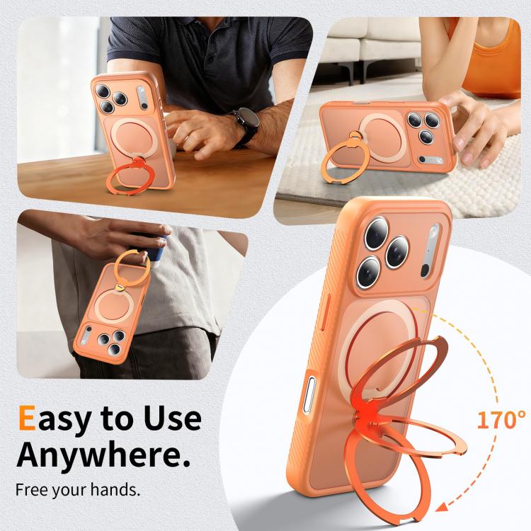 For iPhone 17 Pro Magnetic 360 Rotating Stand Airbag Shockproof Phone Case