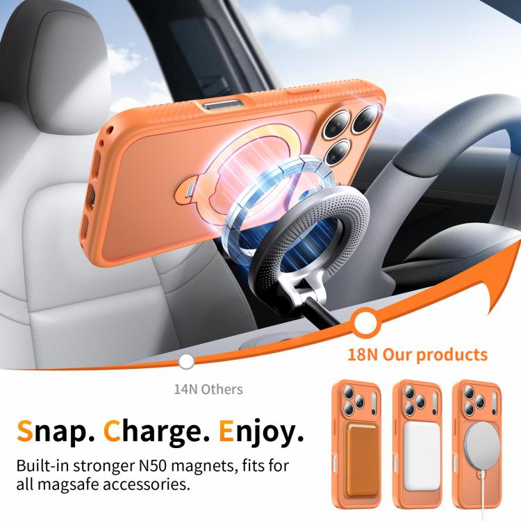 For iPhone 17 Pro Magnetic 360 Rotating Stand Airbag Shockproof Phone Case