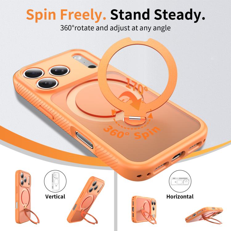 For iPhone 17 Pro Magnetic 360 Rotating Stand Airbag Shockproof Phone Case